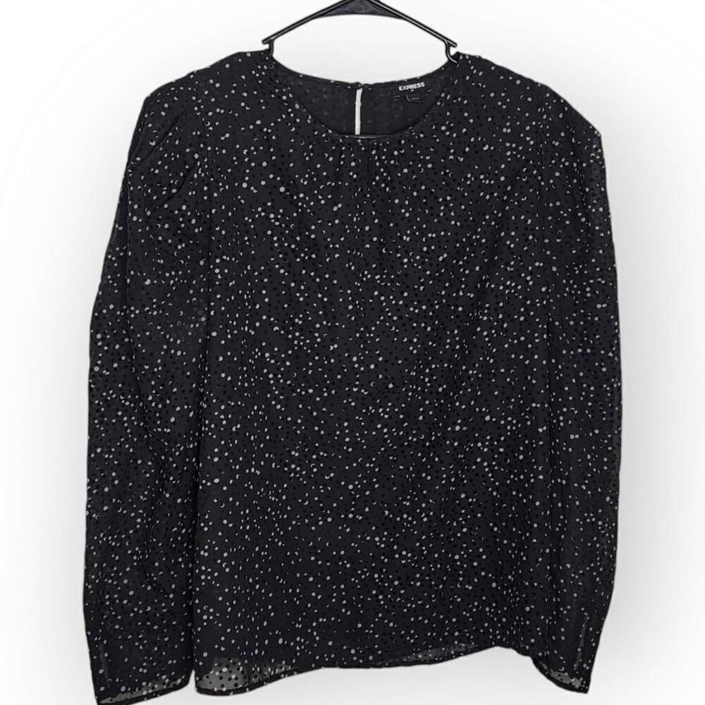 Express Women's Polka Dot Print Puff Sleeve Blouse size Medium